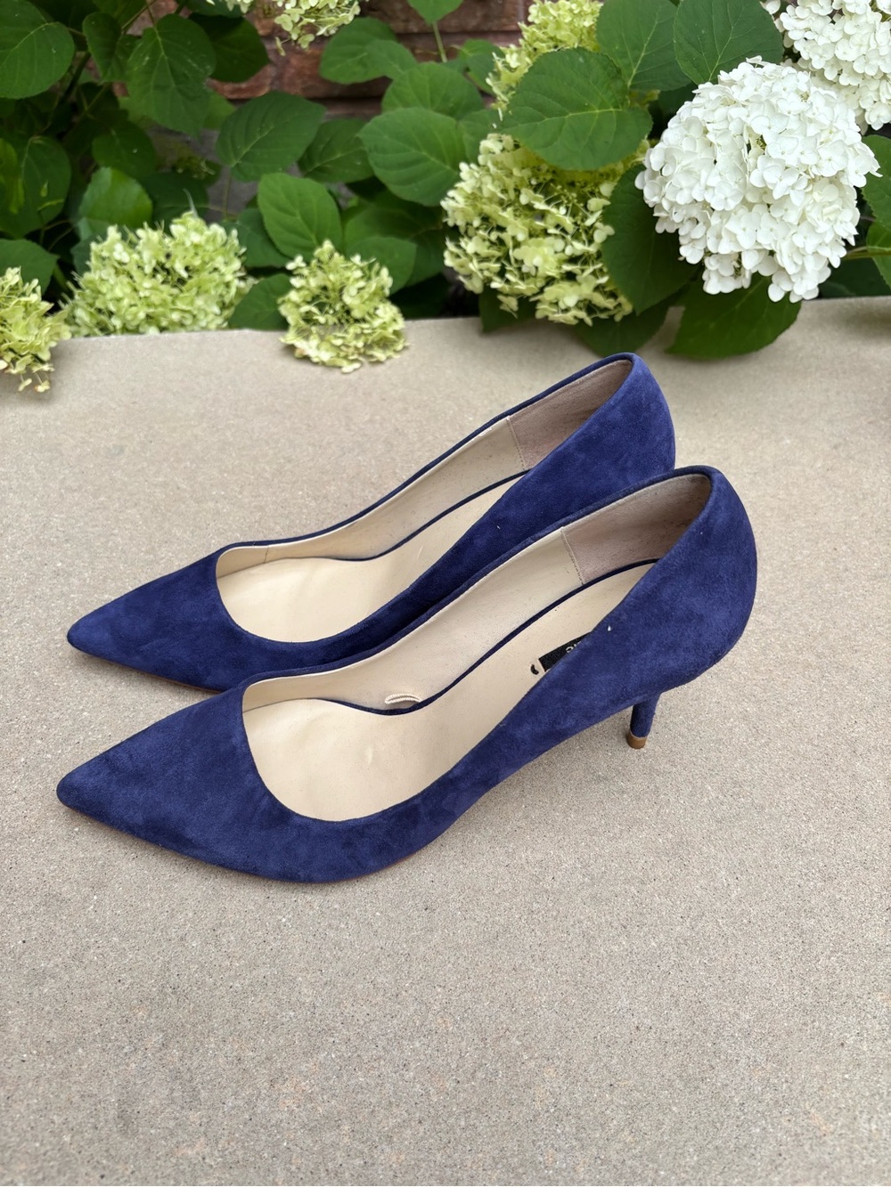 Zara Navy Suede Pointed-Toe Pumps - Picture 3 of 5